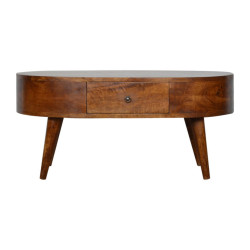 Artisan Furniture KONFERENČNÍ STOLEK Briarwood Rýhovaný, 2 zásuvky a otevřená police, světle hnědý