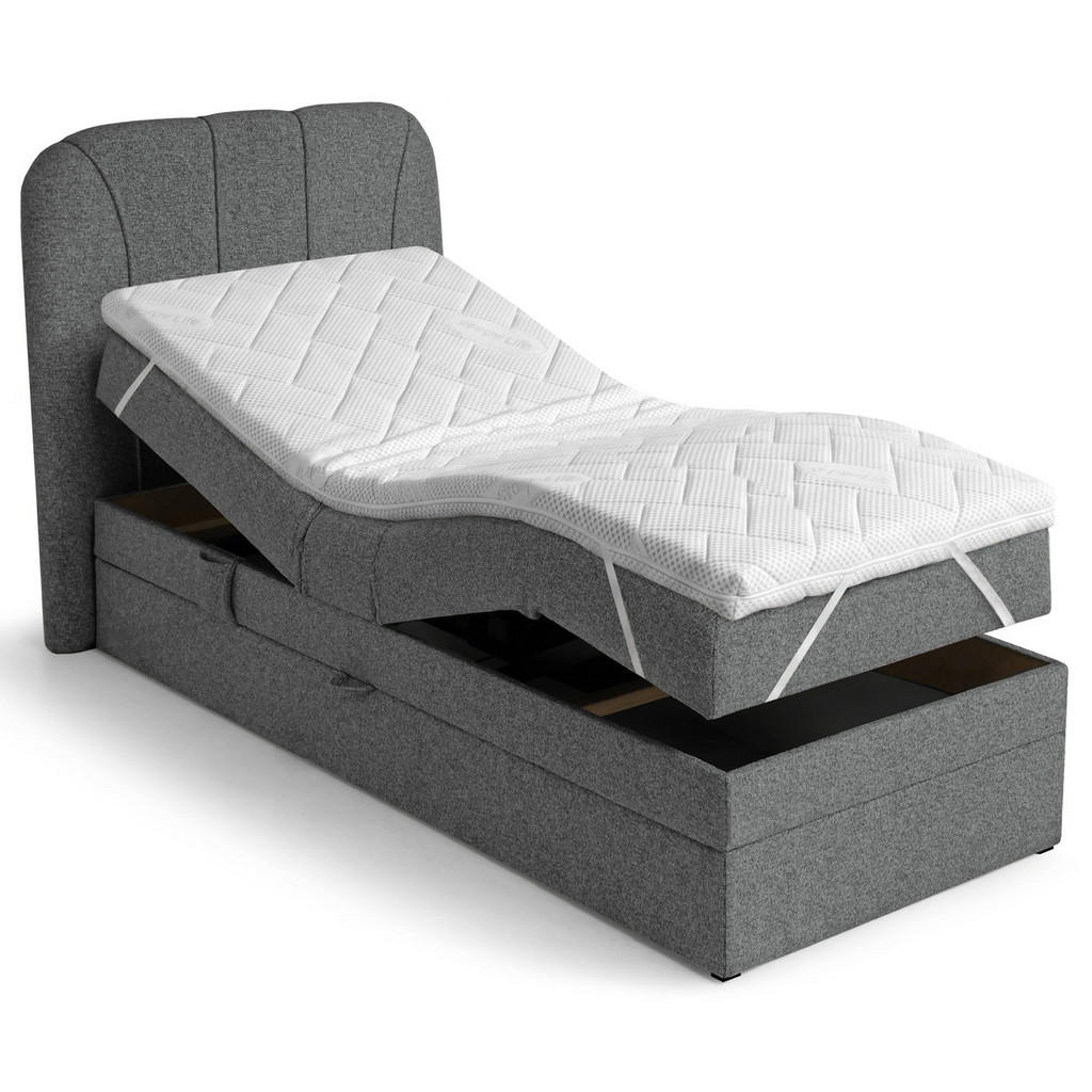 Beautysofa BOXSPRINGOVÁ POSTEL Romeo, jednolůžko s elektrickým polohováním matrace, 90x200 cm, tmavě šedá