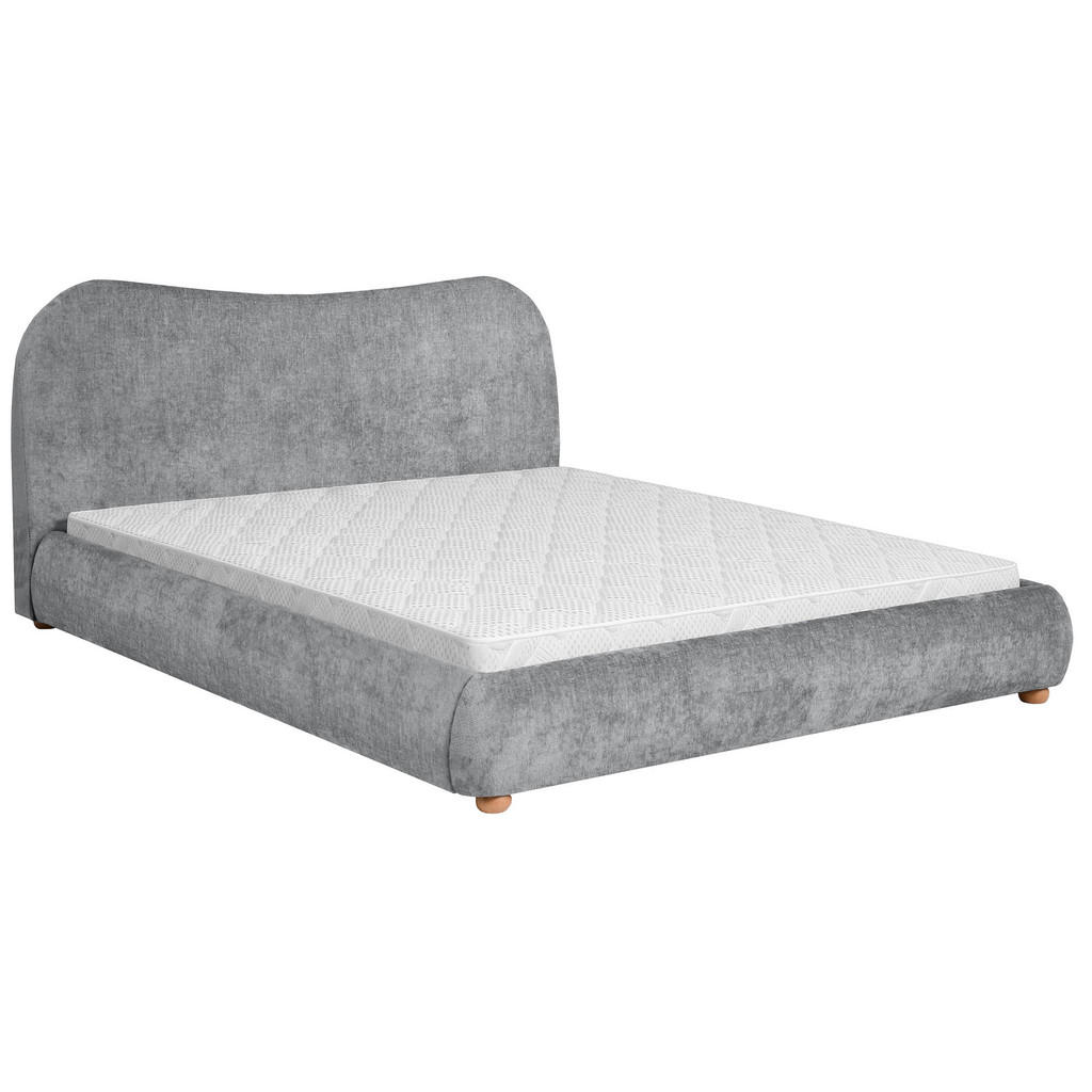 Beautysofa ČALOUNĚNÁ POSTEL Sonho, dvoulůžko 160x200 cm s pěnovou matrací 10 cm, žinylková látka, šedá