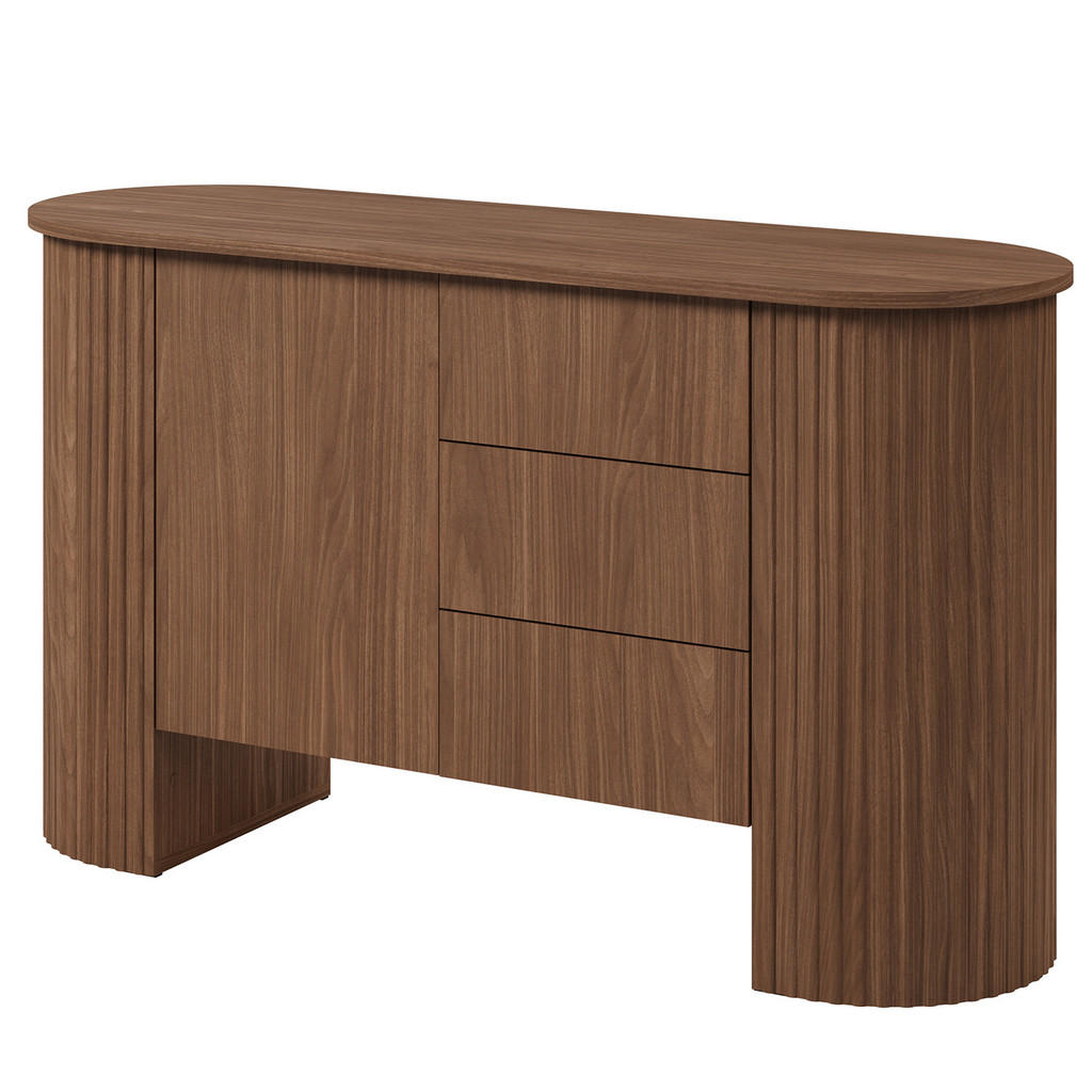Beautysofa KOMODA Carlo s 1 dvířky a 3 zásuvkami, Push-To-Open, 140 cm, ořech