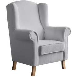 Beautysofa KŘESLO UŠÁK Leonardo světle šedé, bouclé látka