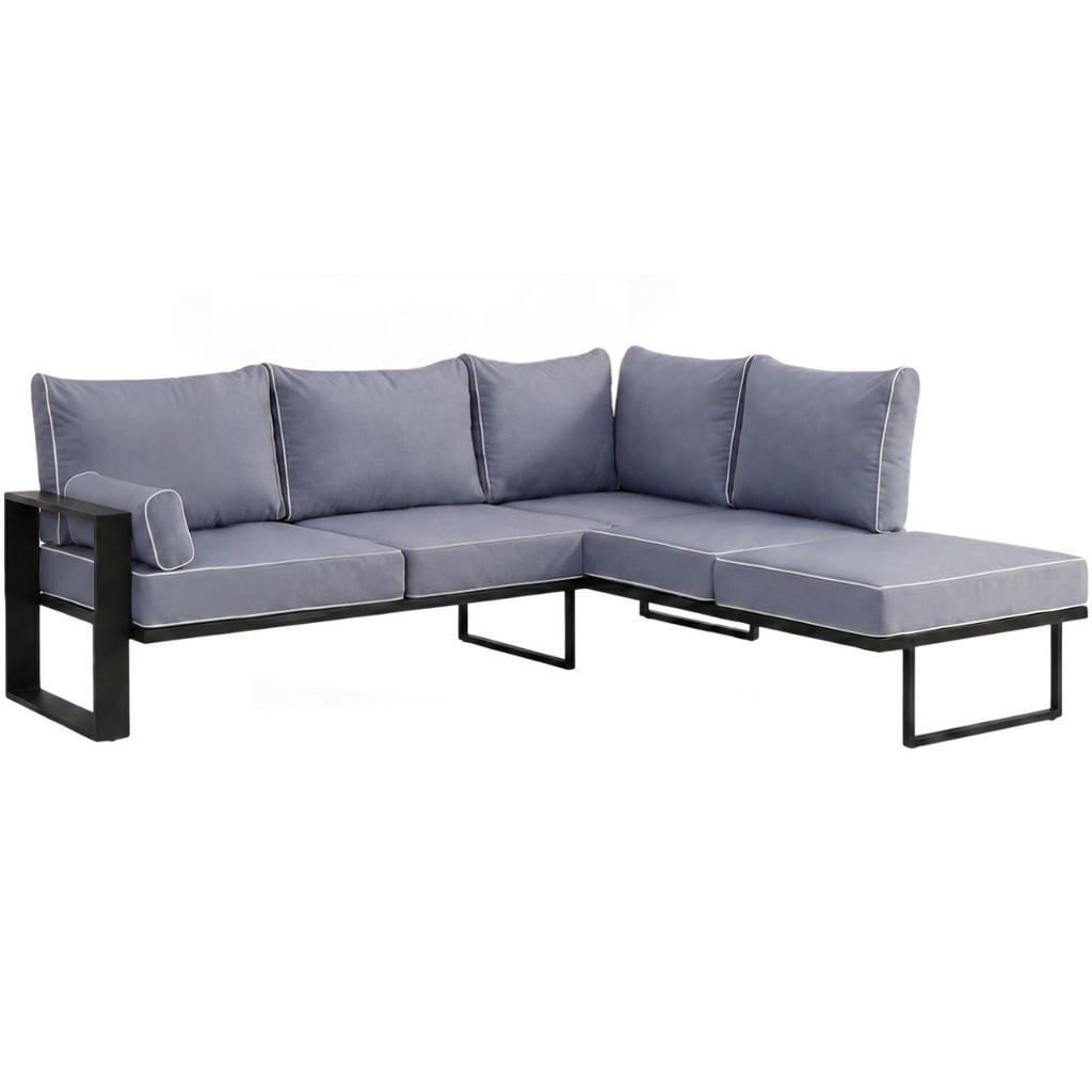 Beautysofa ROHOVÝ díl pohovky Verdino s kovovým rámem 215 cm, modrošedý