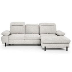 Beautysofa ROZKLÁDACÍ ROHOVÁ SEDACÍ SOUPRAVA Sora Mini s nastavitelnými opěrkami hlavy a funkcí spaní, žinylková látka, béžová, pravá