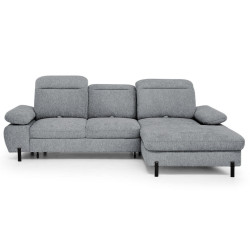 Beautysofa ROZKLÁDACÍ ROHOVÁ SEDACÍ SOUPRAVA Sora Mini s nastavitelnými opěrkami hlavy a funkcí spaní, žinylková látka, šedá, pravá