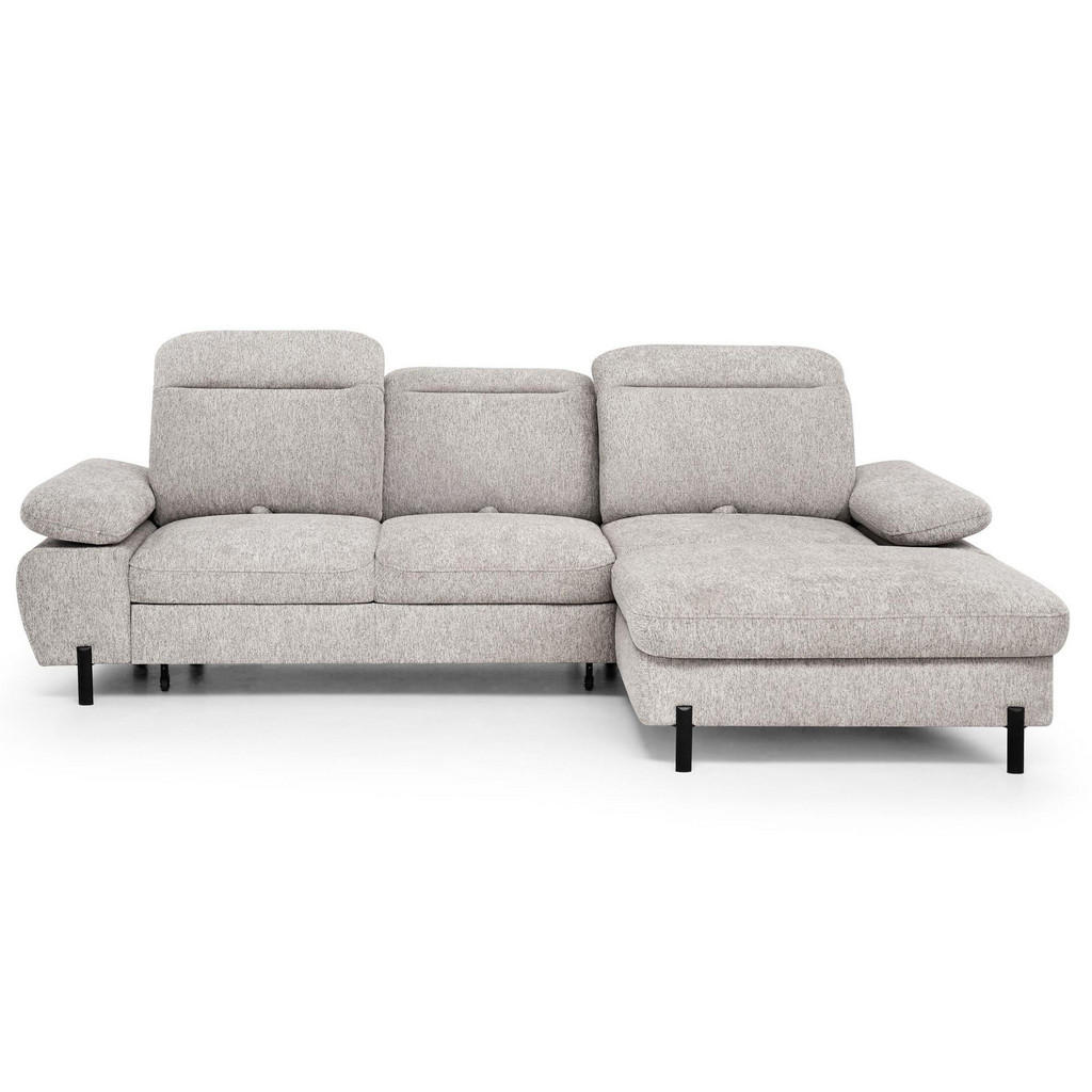 Beautysofa ROZKLÁDACÍ ROHOVÁ SEDACÍ SOUPRAVA Sora Mini s nastavitelnými opěrkami hlavy a funkcí spaní, žinylková látka, tmavě béžová, pravá