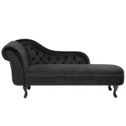 Beliani ČALOUNĚNÉ LEHÁTKO CHAISE LONGUE Sametová látka černé levostranné Nimes