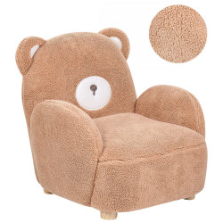 Beliani DĚTSKÉ KŘESLO Teddybär Bouclé Hnědé Boo