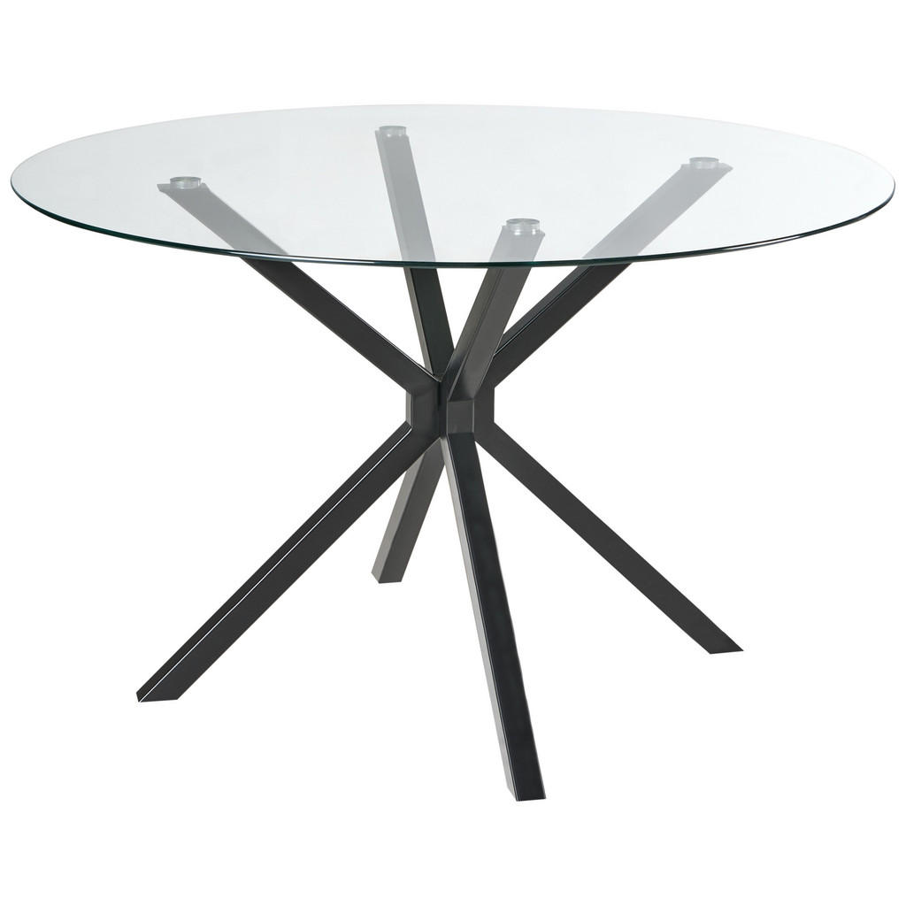 Beliani JÍDELNÍ STŮL Černý 120/120 cm Bezpečnostní sklo Meston