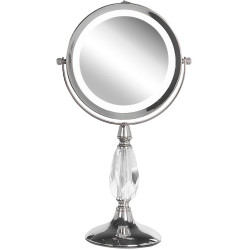 Beliani KOSMETICKÉ ZRCADLO stříbrné s LED osvětlením 18 cm Maury
