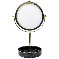 Beliani KOSMETICKÉ ZRCADLO zlaté/černé s LED osvětlením 26 cm Savoie