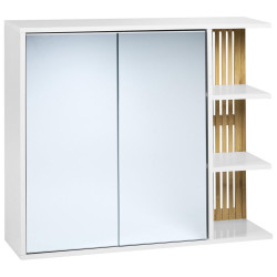 Beliani KOUPELNOVÁ ZRCADLOVÁ SKŘÍŇKA 80/70 cm Bílá Nubes