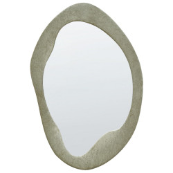 Beliani NÁSTĚNNÉ ZRCADLO Sametová látka olivově zelené asymetrické 59/90 cm Lenax