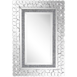 Beliani NÁSTĚNNÉ ZRCADLO stříbrné 60/90 cm Glitzer-Effekt Pabu
