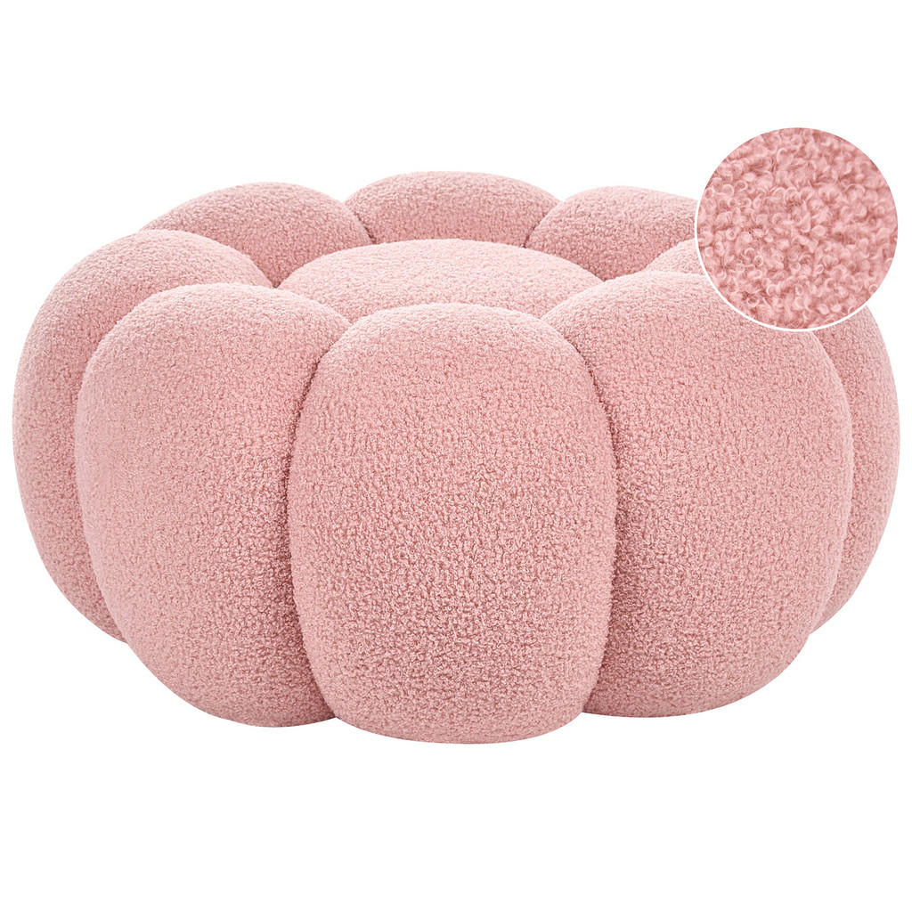 Beliani PUF Bouclé Růžový Beaufort