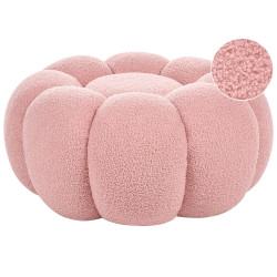 Beliani PUF Bouclé Růžový Beaufort