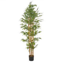 Beliani UMĚLÁ ROSTLINA v květináči 220 cm Zelená/Světlejší Odstín dřeva Bamboo
