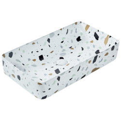 Beliani UMYVADLO NA DESKU Terrazzo Bílé 51/34 cm Keramika Nules