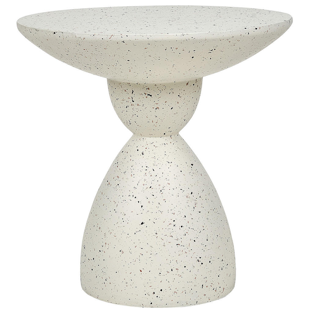 Beliani ZAHRADNÍ PŘÍSTAVNÝ STOLEK Beton krémově bílý Terrazzo Look kulatý 50 cm Caffi