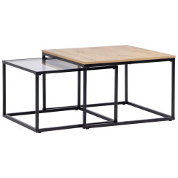 Boxxx KONFERENČNÍ STOLEK, černá, barvy dubu, kov, sklo, kompozitní dřevo, 70/60/45/40/70/60 cm