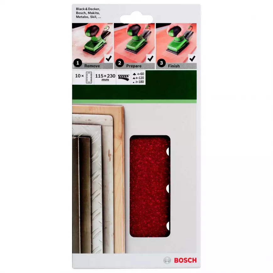 Brusný papír Ř115x230 Mm, 3x G60/ 4x G120/ 3x G180, 14 D