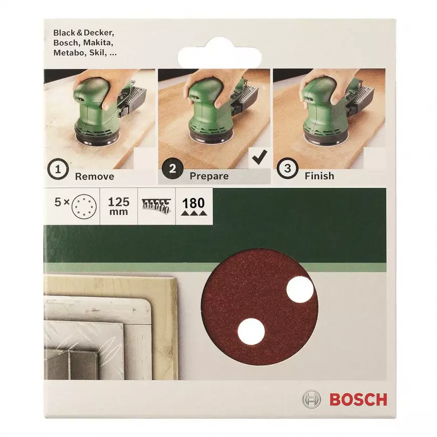 Brusný papír Řř125 Mm, G180, 8 Děr, Suchý Zip