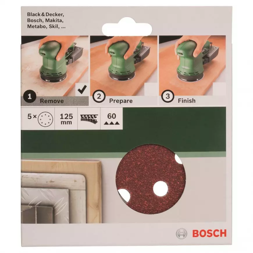 Brusný papír Řř125 Mm, G60, 8 Děr, Suchý Zip
