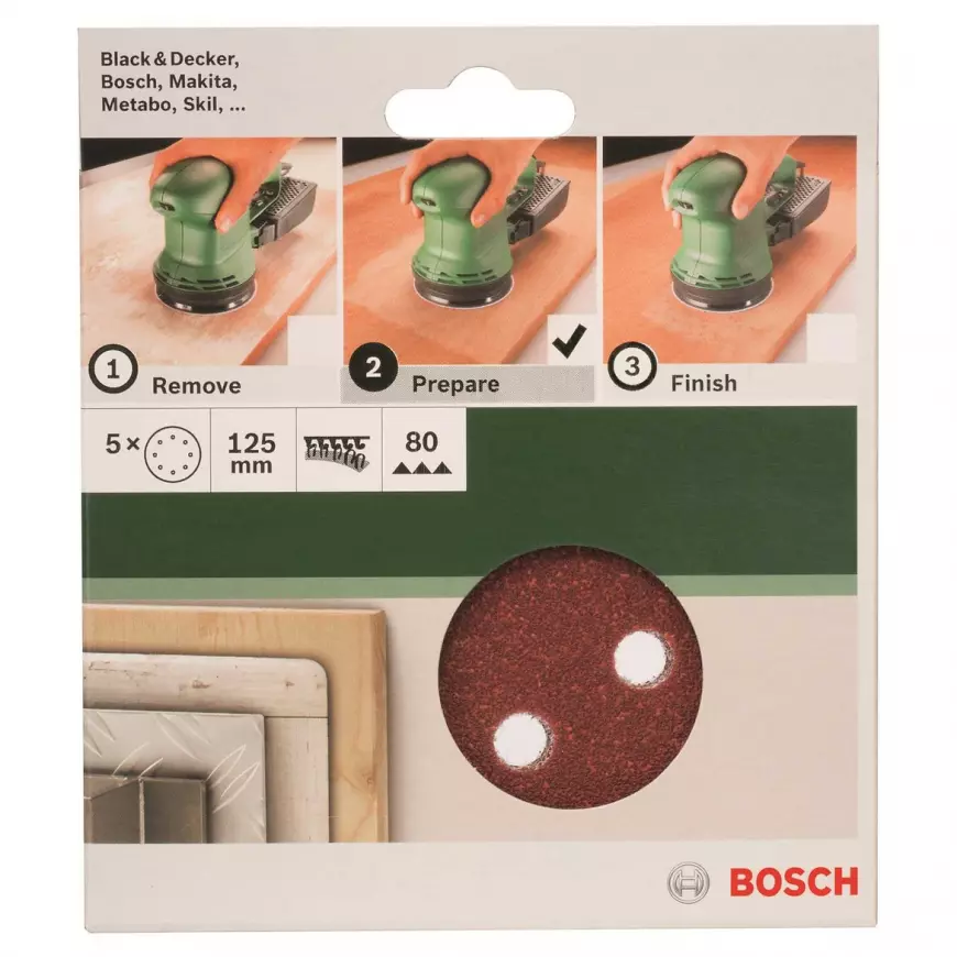 Brusný papír Řř125 Mm, G80, 8 Děr, Suchý Zip