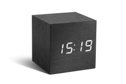Budík "Cube Click", černá / bílá - Gingko