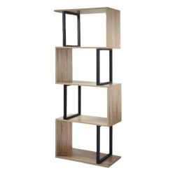 Calicosy 4PATROVÁ knihovna s dřevěnou povrchovou úpravou a kovovými sloupky - výška 148 cm