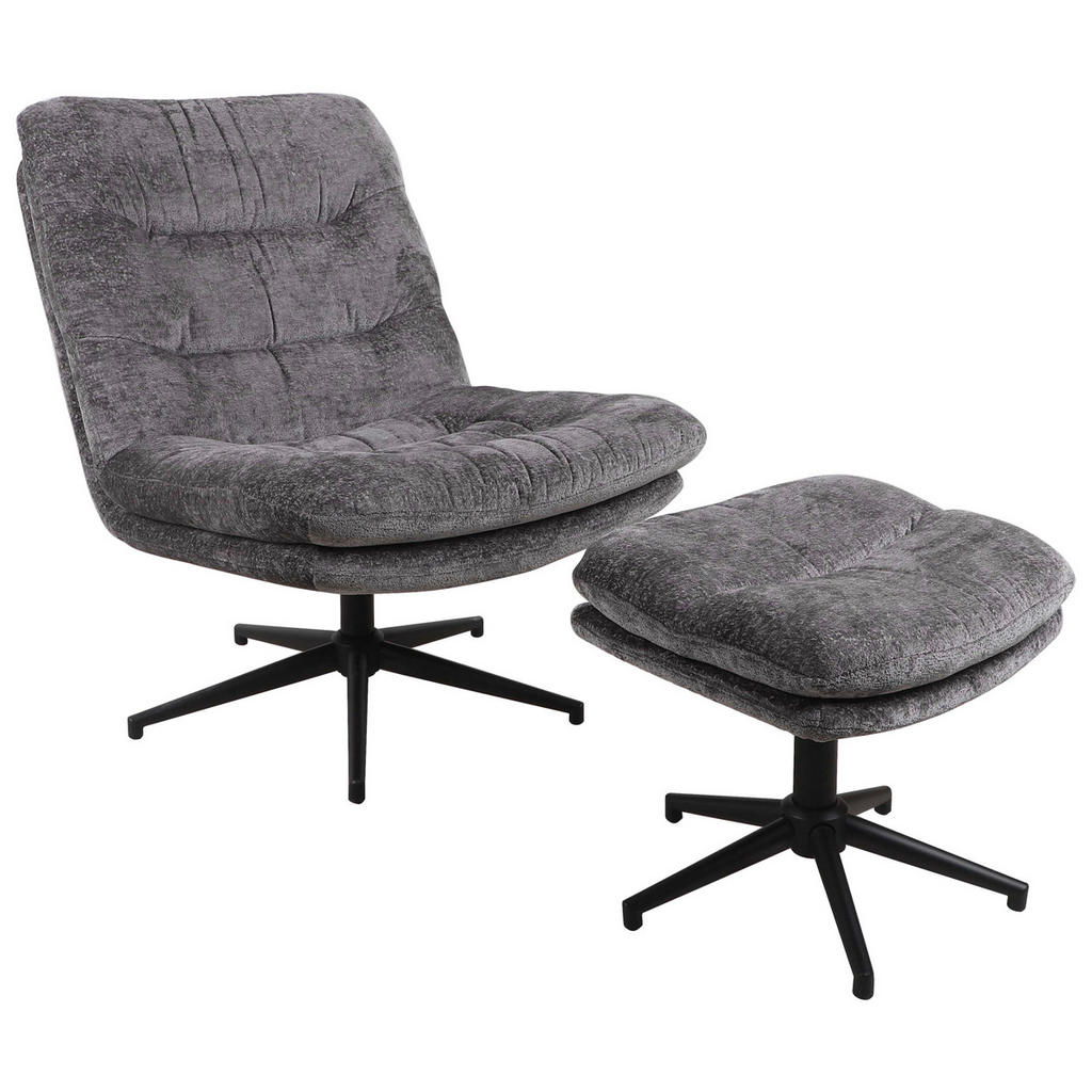 Cantus RELAXAČNÍ KŘESLO S TABURETEM, kov, textil, antracitová