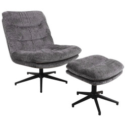 Cantus RELAXAČNÍ KŘESLO S TABURETEM, kov, textil, antracitová