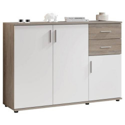 Carryhome KOMODA, bílá, tmavý dub, 120/82/35 cm