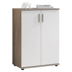 Carryhome KOMODA, bílá, tmavý dub, 60/84/35 cm