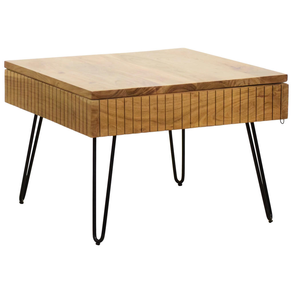 Carryhome KONFERENČNÍ STOLEK, černá, barvy akácie, dřevo, kov, 70/70/45 cm