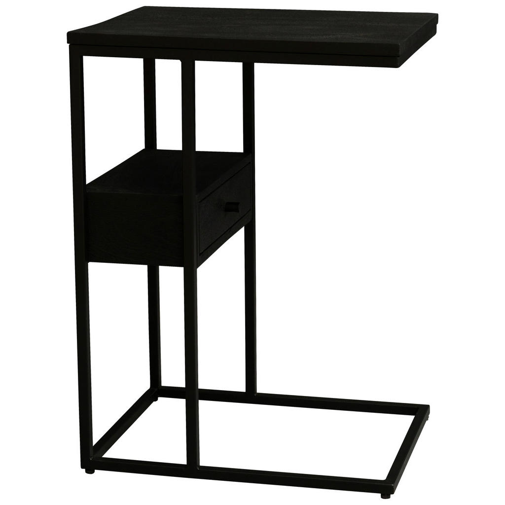 Carryhome ODKLÁDACÍ STOLEK, mangové dřevo, černá