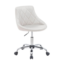 Carryhome OTOČNÁ ŽIDLE PRO MLÁDEŽ, vzhled kůže, bílá, barvy chromu