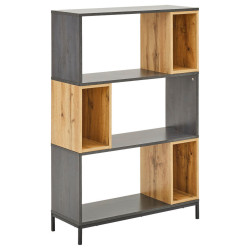 Carryhome REGÁL, černá, barvy dubu, tmavě šedá, železo, 80/121,1/30 cm