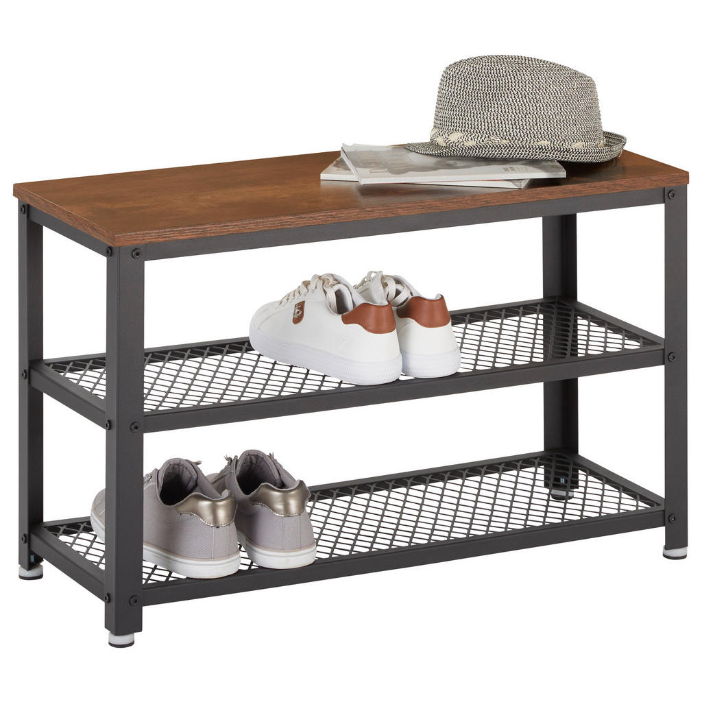 Carryhome REGÁL NA BOTY, přírodní barvy, černá, 73/45/30 cm