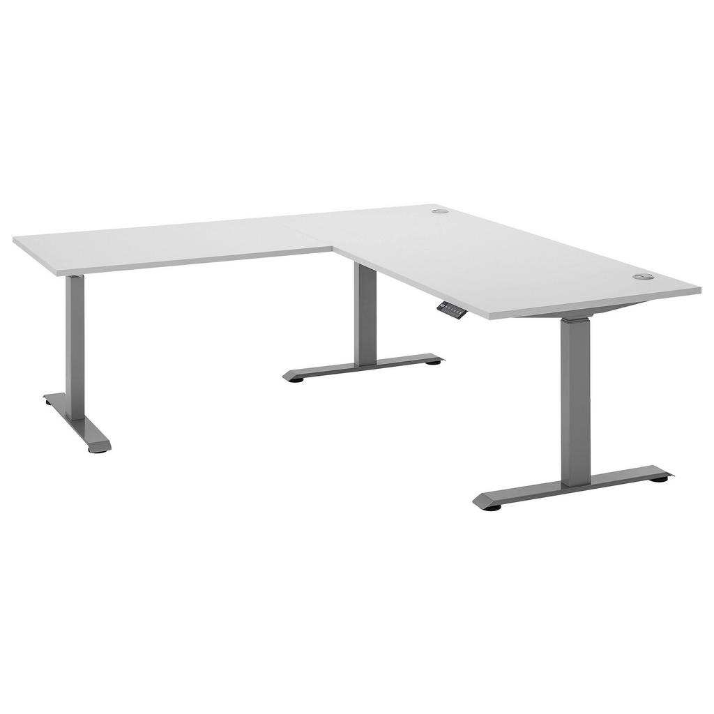 Carryhome ROHOVÝ PSACÍ STŮL, bílá, barvy hliníku, 100/180/74-127 cm