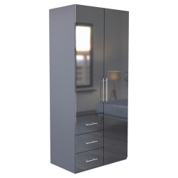 Carryhome ŠATNÍ SKŘÍŇ, antracitová, vysoce lesklá antracitová, 98/219/59 cm