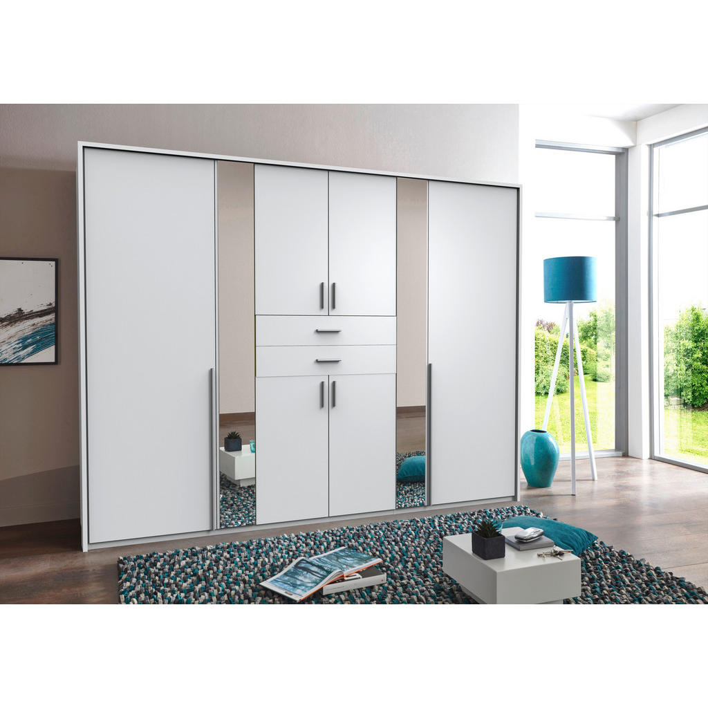 Carryhome ŠATNÍ SKŘÍŇ SE ZRCADLEM, bílá, 270/208/58 cm