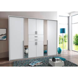 Carryhome ŠATNÍ SKŘÍŇ SE ZRCADLEM, bílá, 270/208/58 cm
