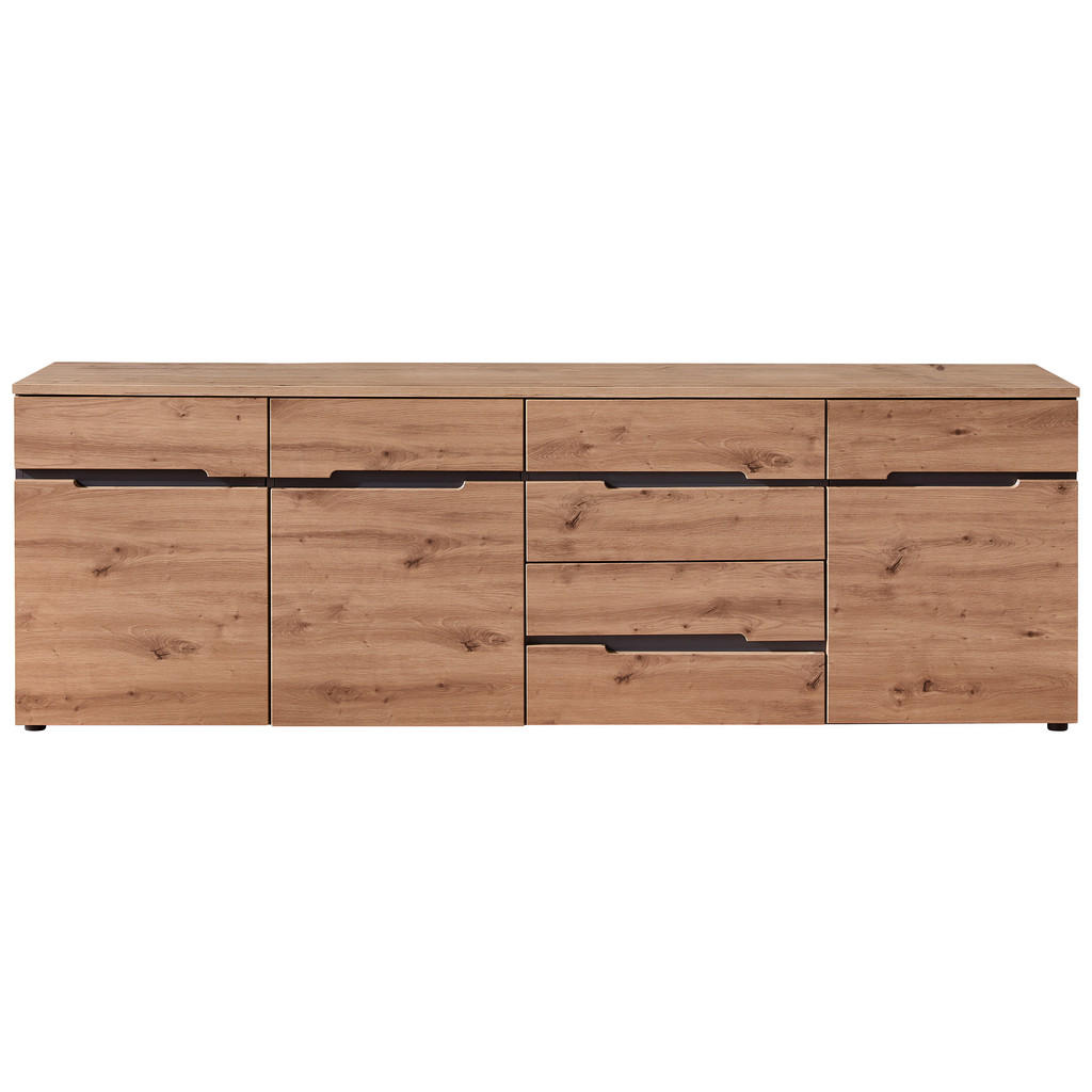 Carryhome ŠIROKÁ KOMODA, barvy grafitu, dub artisan, 230,2/75,5/43,8 cm