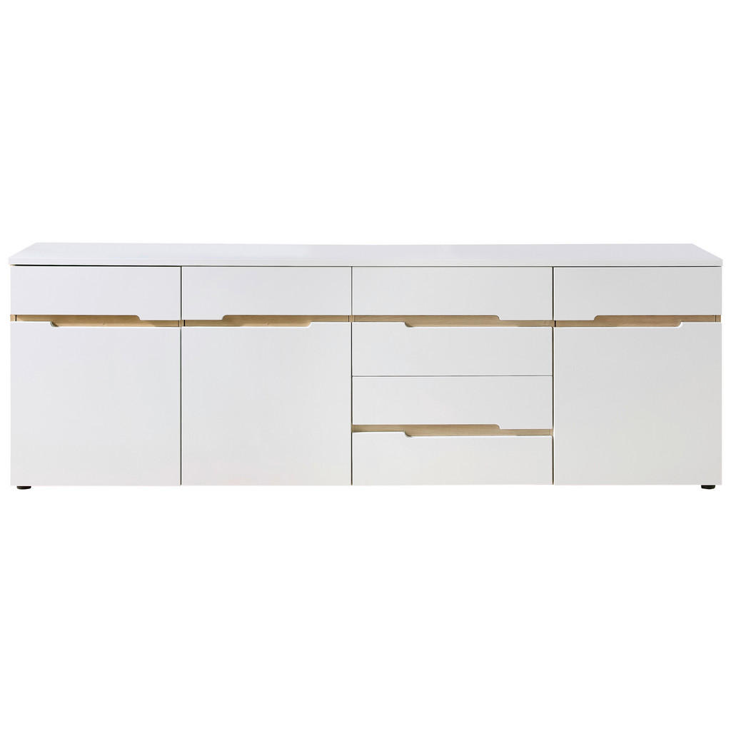 Carryhome ŠIROKÁ KOMODA, bílá, dub artisan, 230,2/75,5/43,8 cm