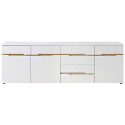 Carryhome ŠIROKÁ KOMODA, bílá, dub artisan, 230,2/75,5/43,8 cm