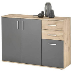 Carryhome ŠIROKÁ KOMODA, šedá, barvy dubu, 120/84/35 cm