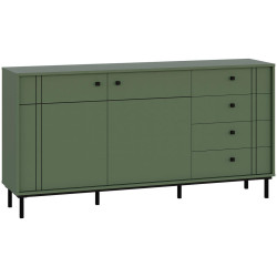 Carryhome ŠIROKÁ KOMODA, zelená, 160,2/81,8/37 cm
