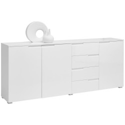 Carryhome ŠIROKÁ KOMODA, bílá, vysoce lesklá bílá, 195/80/38 cm
