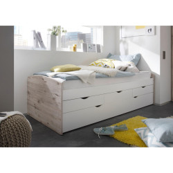 Carryhome VÝSUVNÁ POSTEL, 90-180/200 cm bílá, přírodní barvy