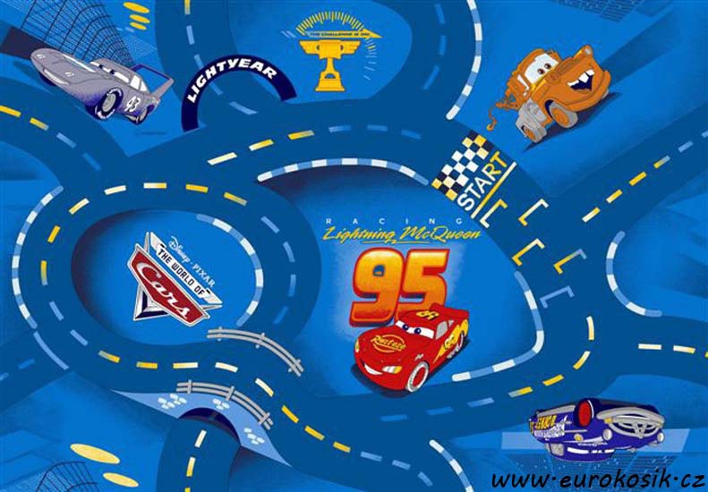 Cars koberec the world of cars blue - 80 x 120 cm